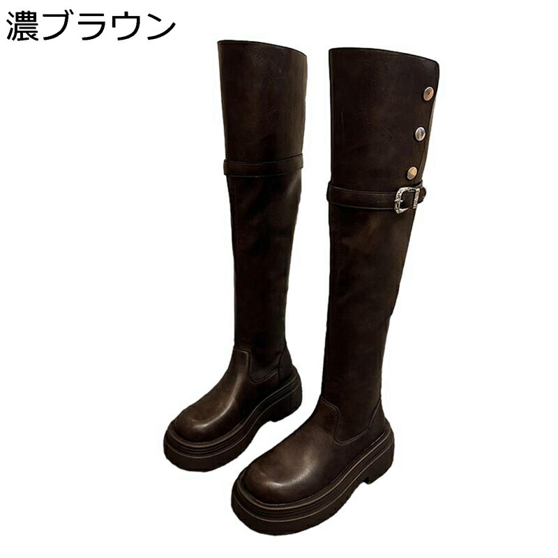2way ロングブーツ オーバーニーハイブーツ 秋 冬 レディース 厚底 フラット 折り筒 2種類着方 バイクブーツ 乗馬 長ブーツ 長靴 カジュアル セクシー ファッション シンプル 無地 快適