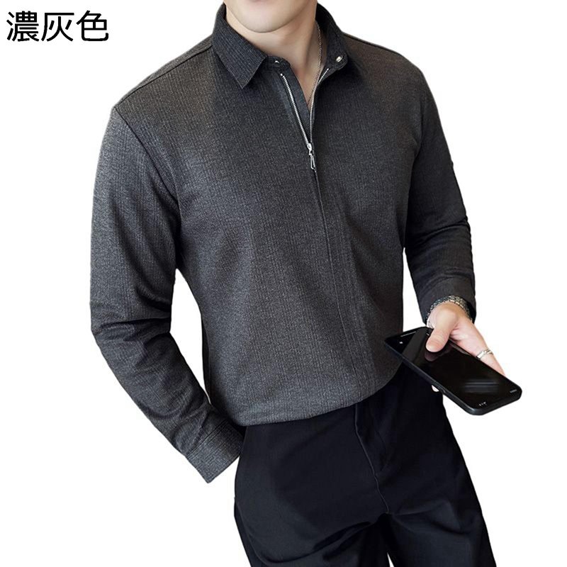 メンズ スポーツシャツ ファスナー パーカー 薄っぺら 長袖 春着 秋服 重ね着プルオーバー かっこ良い 韓国 無地 純色 途轍も無い大いさ 流行り物 薄め 着痩せ 重ね着 好いたらしい パステル色の 汗色変わり押しとどめる トップス 通い通学 旅する トップス-カジュアルシャツ