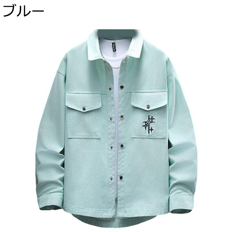 ジーンズプルオーバー XL-5XL うしろ側文字刺しゅう 長袖 メンズ 開襟プルオーバー 心地よい プルオーバー上衣 トップ 春服 名取り草落ちこむ ジーンズ上衣 ジージャン 襟付き添い人 耐摩耗 ビッグ大きさ 表どおり系 着飾る