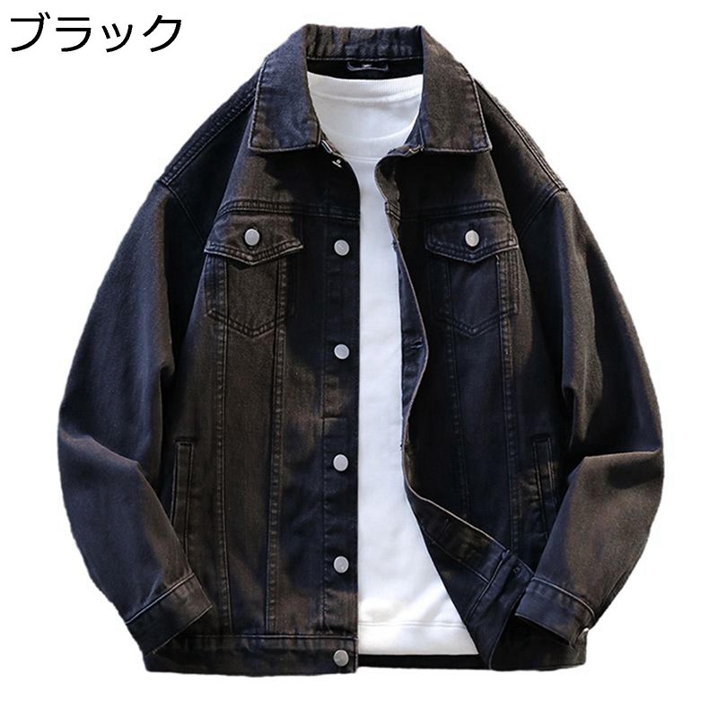 ジージャン メンズ ジーンズ上衣 M-5XL ジーンズプルオーバー 大きく大いさ ヴィンテージ ウォッシュ処理 名取り草打ち倒す 襟付き添い人 大層らしい影ぼうし 表どおり系 分かりやすい 着飾る 男女兼用 春夏秋 カジュアルシャツ-トップス