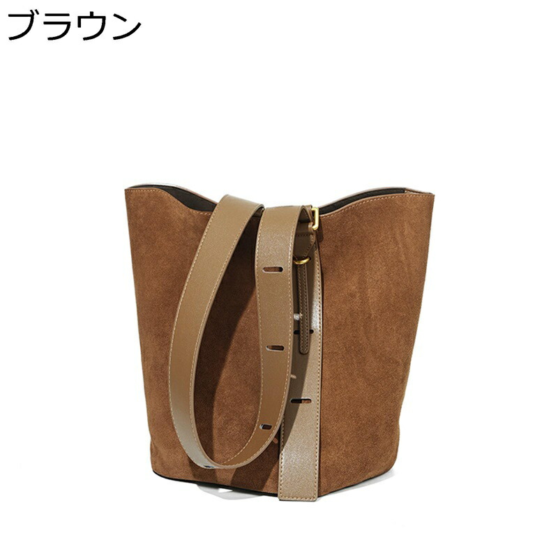 本革トートバッグ バケツ レディース スエード ハンドバッグ 秋冬 軽量 通勤 2way 自立 肩がけ 手提げ キューブ型 縦型 マグネットバックル オシャレ 高さ見え シンプル 流行り 柔らかい 女子会 スマホ｜感謝マーケット