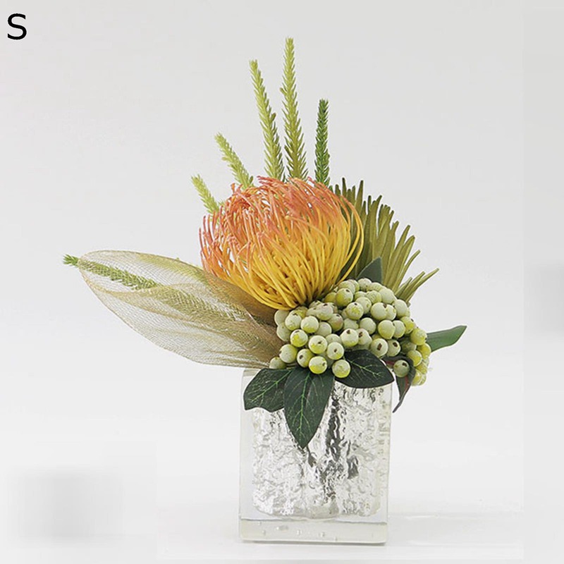 フェイクフラワー プロテア 造花 フラワーアレンジメント インテリア 玄関 人工観葉植物 アクリル花瓶 リアルな外観 店舗用 ホテル ティールーム 耐候 オフィス 事務所 お開店祝い 新生活 世話不要|感謝マーケット