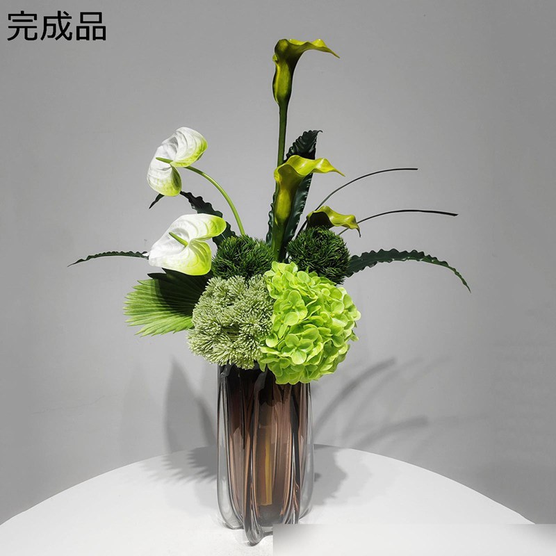 造花 フェイクフラワー クワイ 紫陽花 フラワーアレンジ インテリア ガラス花瓶 玄関 和モダン 綺麗 部屋飾り ディスプレイ用 造園 店舗 カフェ 喫茶店 撮影用小物 転居祝い お見舞い 水やり不要｜感謝マーケット