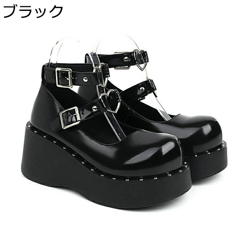 厚底シューズ ストラップパンプス 22.0-26.5糎 レディース ロリータ靴 馬鹿でかい大いさ エナメル はち切れる 御嬢さん メリージェーン サブカル 防滑 パステル色の 軽々しくて好いたらしい コスプレ 御召しもの 革靴 差し上げ物 通学