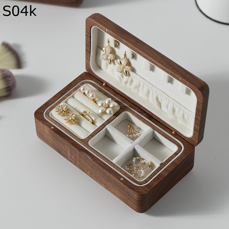 宝飾品ボックス席 添え物容れもの 大型 珠玉箱 旅する用 ウォルナット 頸飾り 腕輪 広々とした 卓上 雅びやか 御嬢さん用 間仕切り付き添い人 防塵 納めるに助けになる 見せびらかす用