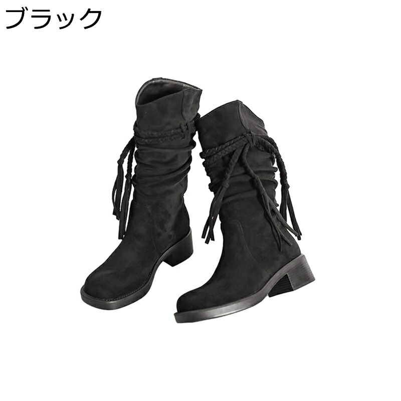 ジョッキーブーツ タッセル ロングブーツ レディース レザー ヴィンテージ くしゅくしゅ 膝丈 防滑 防水 コンフォート ふくらはぎ対応 エレガント 秋冬 卒業式 イベント アウトドア 軽量 丈夫
