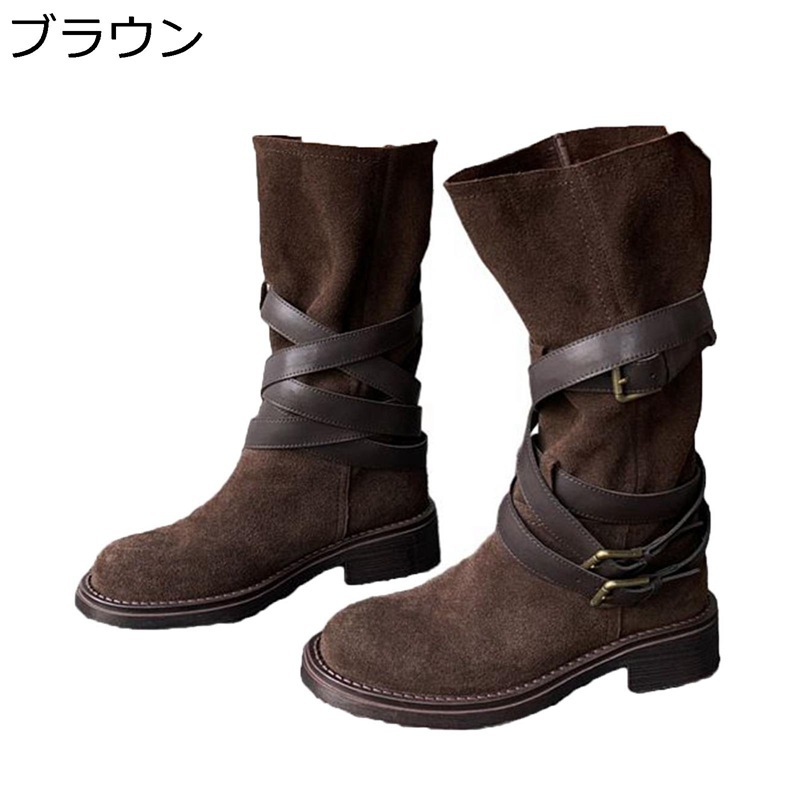 レディース 真っただ中ブーツ ウェスタンブーツ なめし革 生あたたかい 牛皮 29糎 軽さ 胴締め飾りつけ 無地 ポインテッドトゥ 黒いこと チャンキーヒール 流行り物系 欧米風 デイリー 乗り馬 通い 秋靴