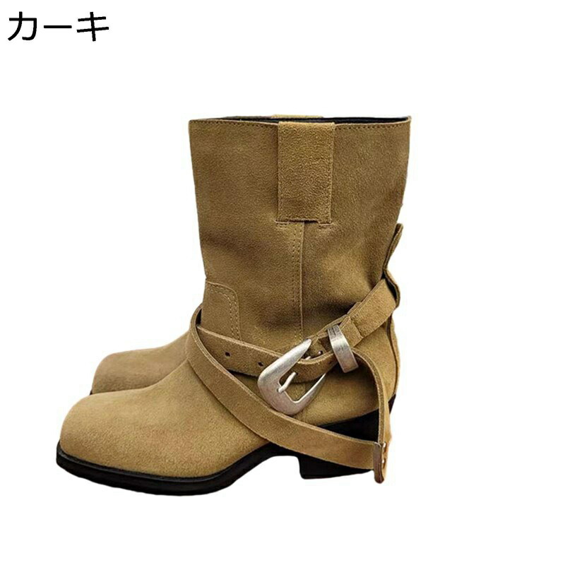 ウェスタンブーツ レディース 牛皮 真っただ中ブーツ 冬靴 なめし革 冬 胴締め飾りつけ ポインテッドトゥ チャンキーヒール 防寒 美脚 エスニック 視覚性系 ハロウィン 自動二輪車 周遊
