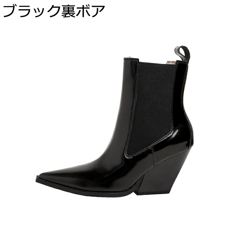 レディース 真っただ中ブーツ チェルシーブーツ なめし革 本革 裏ボア 釣りあい感 耐磨耗 片方ゴア ポインテッドトゥ チャンキーヒール 流行り物系 欧米風 デイリー でき事 通学 秋靴 婚式