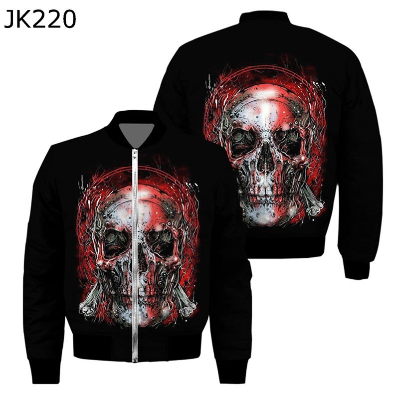 メンズ レディース 前掛け 3Dミリタリー 野ざらし ドクロ XS-5XL 欧米風 アウター ごく小さい大きさ 航空上衣 ルーズスタジャン ジップアップ 運動競技 防風 ヴァーシティ 歳月冬 ゆったり