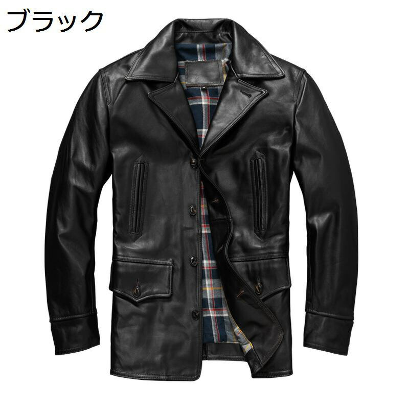 ライダースジャケット メンズ レザージャケット 馬皮ジャン バイク 長袖 本皮 ゆったり 無地 シングル ボタン ビンテージ バイカージャン 通勤 通学 かっこいい ファッション 秋 冬服 大きいサイズ|感謝マーケット