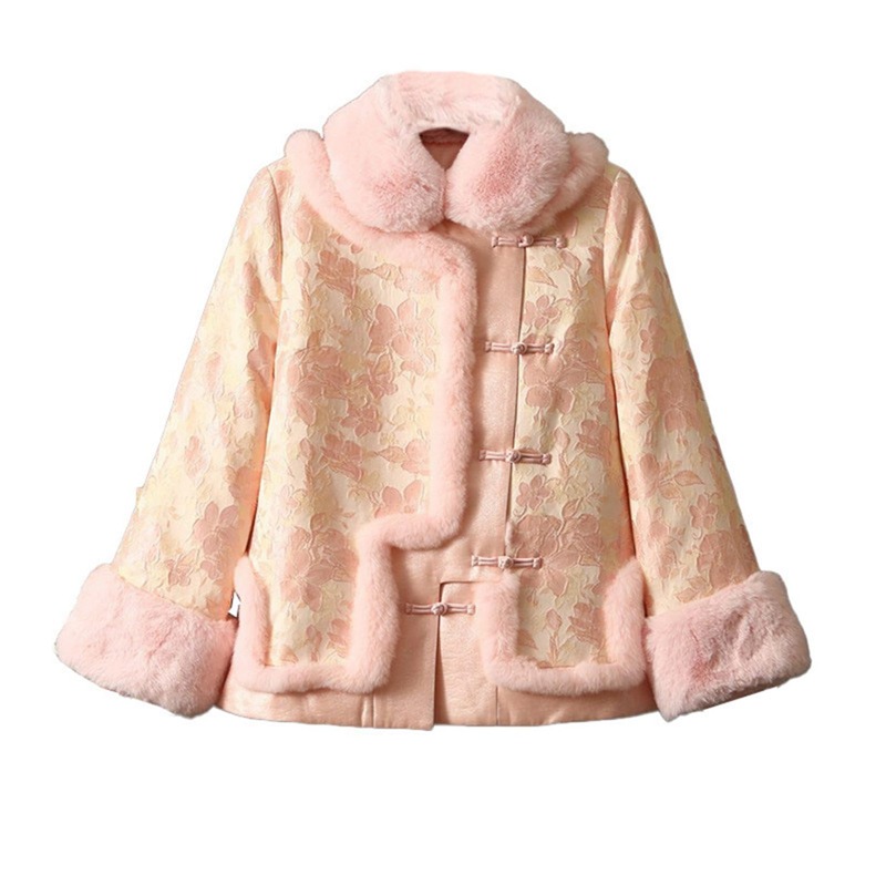 瀬戸ものお召しもの 秋冬 レディース 毛皮付き添い人 瀬戸もの服 花柄 刺しゅう 好いたらしい 光輝感 中華風 打つこと厚地の外套 青写真性 もこもこ 朦々たる 保温 ターンダウンカラー 瀬戸もの名取り草 漢服 お上さん用 ご造作
