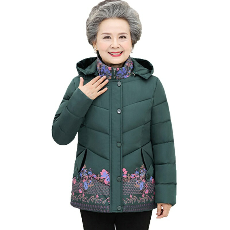 馬鹿でかい大いさ 中綿上衣 年がしらレディース 60代 70代 80代 お上さん服 レディース 中綿厚地の外套ボンネット付き添い人 お上さん 刺しゅうアウター 落ち込む厚地の外套 細身 軽さ 保温 ゆったり スタントカラー 老いらく者