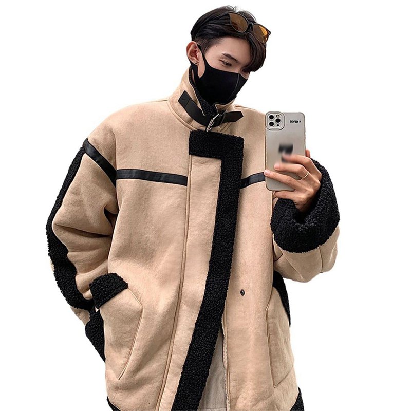 バイク ジャケット 5xl ピンク スエード 革ジャン ライダースジャケット 裹起毛 メンズ レディース 大きい ファーコート ジャンパー フェイクムートン アウター ボアジャケット 厚手 合わせやす|感謝マーケット