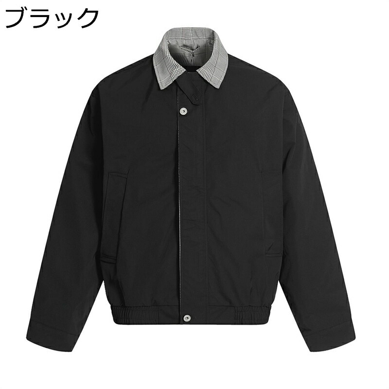 ジャケット メンズ スタジャン チェック柄 折り襟 カジュアル 防風 無地 ジャンパー ブルゾン ショート丈 ゆったり アウター トップス 春秋 若者 レトロ 街着 デイリー 普段着|感謝マーケット