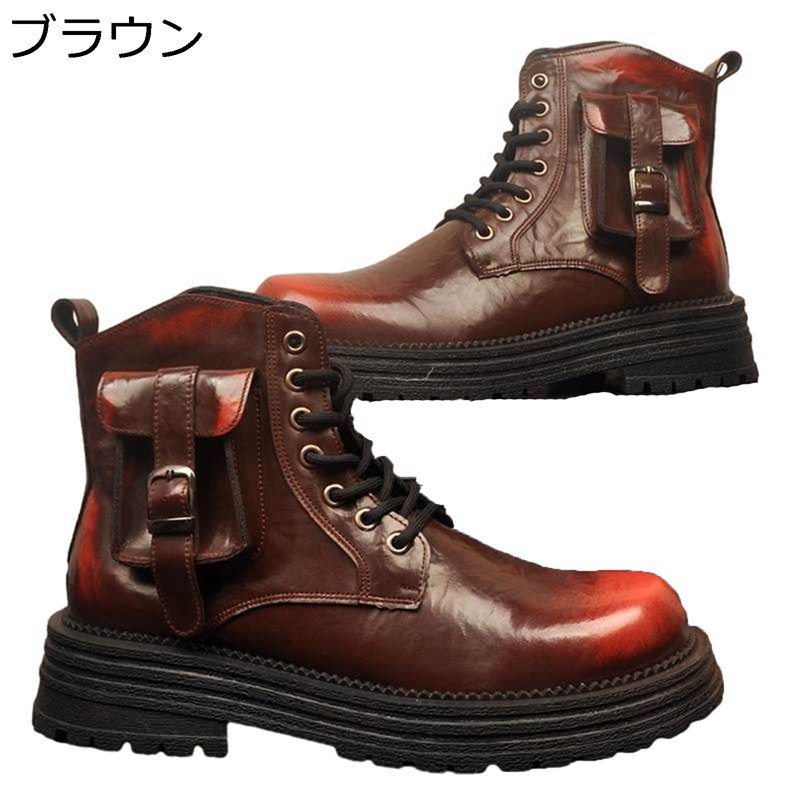 ショートブーツ メンズ アンクルブーツ バイクブーツ 革靴 ヴィンテージ 秋用 冬 レースアップ 防水 ハイカット ノンスリップ 柔軟性 ビンテージ 紳士靴 シンプル 無地 作業 日常 ハイキング｜感謝マーケット 9,270円