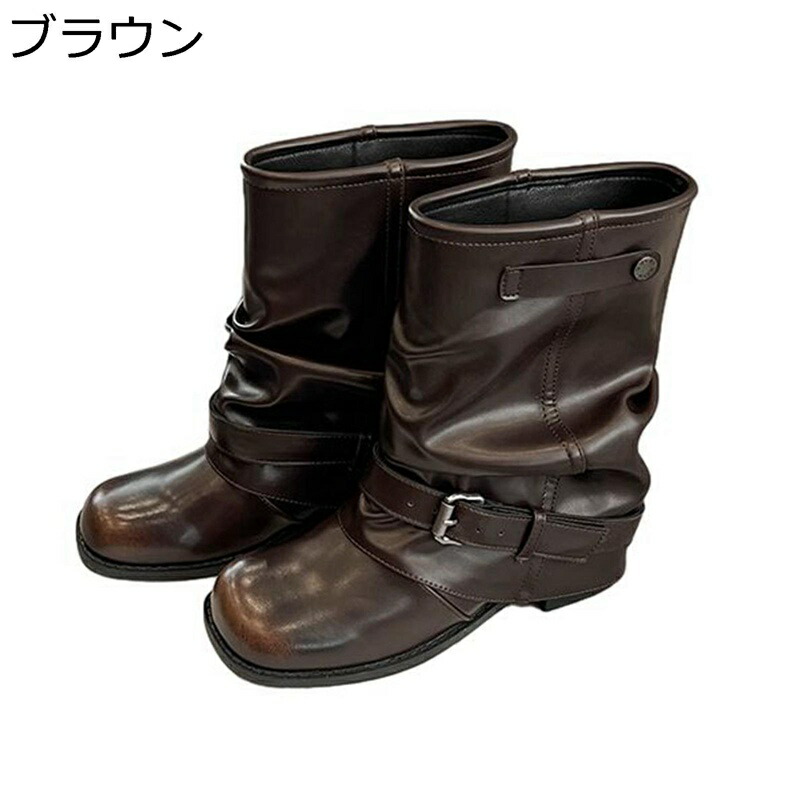 真っただ中ブーツ レディース 乗り尻ブーツ 履き口惜しみ無い チャンキーヒール PUなめし革 雨合羽 汚れにくい 防寒 耐磨耗 ゆったり 秋 美脚 通い お出かけ 事務室 心地好い デイリー