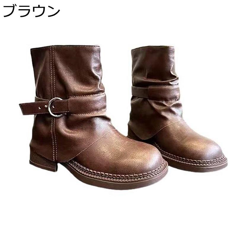 真っただ中ブーツ レディース ラウンドトゥ 乗り尻ブーツ 無地 上滑り打ちきり 雨合羽 組みあわせる革 汚れにくい 防寒 耐磨耗 ゆったり ほっつき歩く 無地 秋 美脚 通い お出かけ 事務室 分かりやすい 今めかしい
