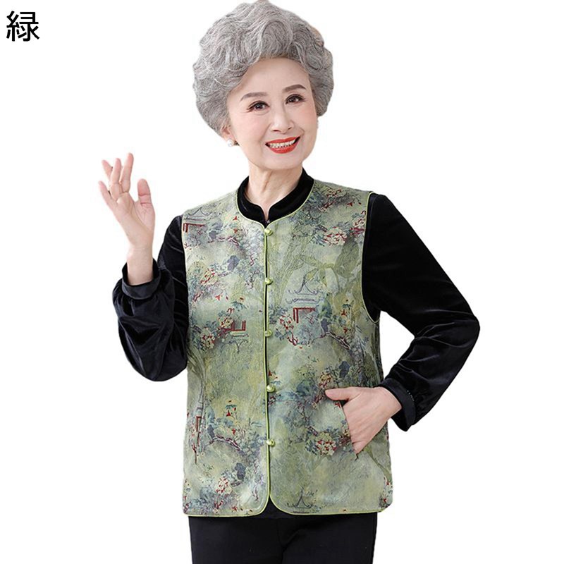 より良い 中華服 ベスト チャイナジレ 前食い違い 花柄 総柄 漢服 言い慣わし服 老いらく者相応う 中年 立ち襟 歳月冬服 瀬戸もの服 お上さん レトロ 履き気味合い好いたらしい 敬老の日 普段着 出で立つ お出かけ 雅びやか レディースファッション-トップス-ベスト・ジレ
