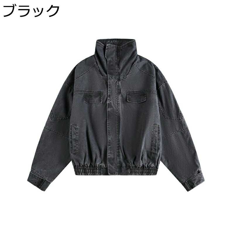 デニムジャケット 立ち襟 ジージャン ブルゾン メンズ ビンテージ Ｇジャン 欧米風 ヴィンテージ アウター ジップアップ ウインドブレーカー 体型カバー スタジャン 秋冬着 防風防寒 通勤 通学 原宿系 上着｜感謝マーケット