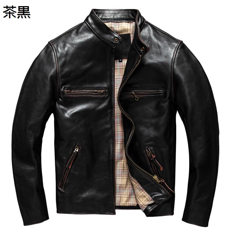 レザージャケット 馬革 メンズ ライダースジャケット 本革 カジュアル 防風 防寒 コート 革ジャン ショート丈 細身 ブルゾン 秋冬 ジッパー ヴィンテージ バイク 通勤 アウター|感謝マーケット