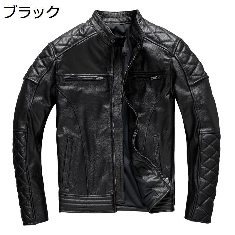 レザージャケット メンズ 牛革 本革 ライダースジャケット バイカー 防風 防寒 コート 革ジャン ブルゾン 秋 ジップアップ カッコイイ ジャンパー デイリー アウトドア バイク用｜感謝マーケット