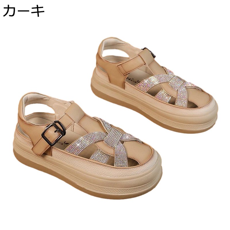 グラディエーター サンダル 透かし彫り 厚底 スニーカー レディース ローマ風 バックル クローズドトゥ かわいい 背が4cm高くなる 春夏秋 編み上げ 防滑 軽い キラキラ お出かけ レジャー