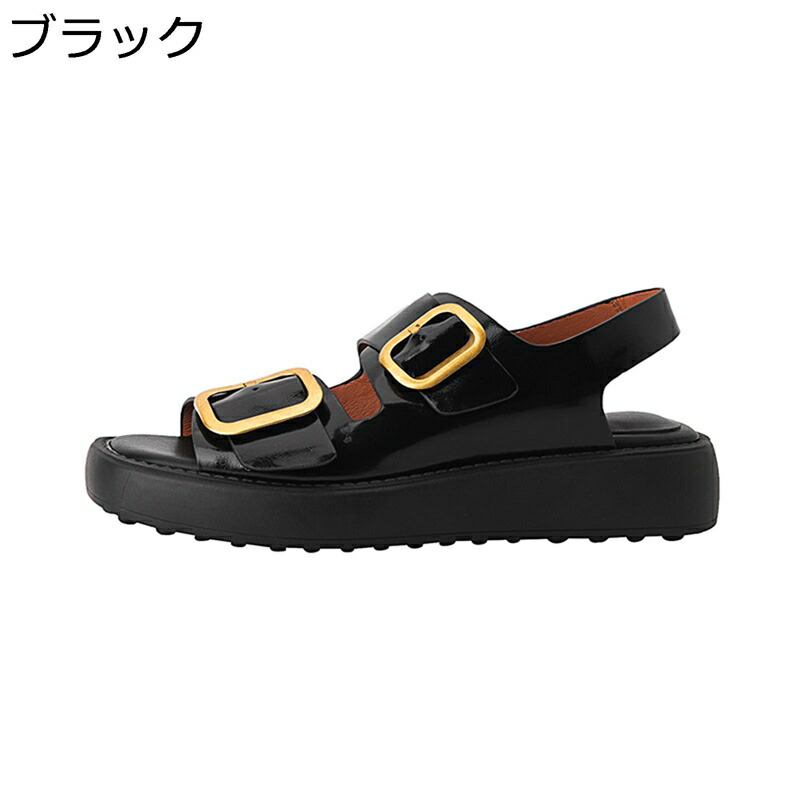 フラット サンダル 牛革 レディース 小さいサイズ ローマ風 スリッポン バックル付き スクエアトゥ オープントゥ エナメル 夏 ビーチサンダル 耐滑 耐磨耗性 幅広 オシャレ レジャー オフィス｜感謝マーケット