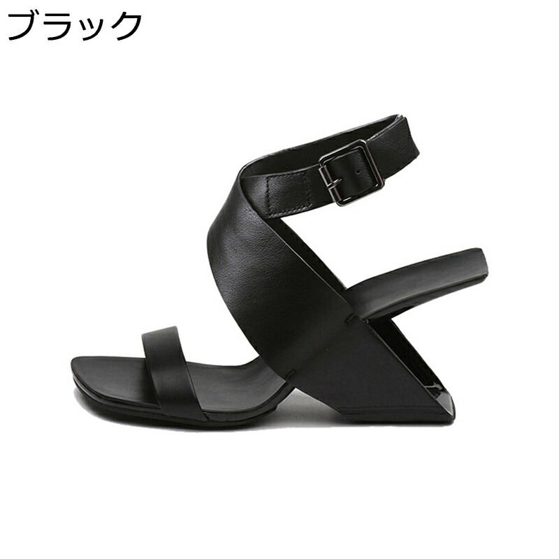 小さいサイズ スクエアトゥ ピンヒール サンダル レディース アンクルストラップ 面白いヒール つっかけ オープントゥ 夏 9cmヒール ファンション ローマ風 オシャレ 披露宴 舞台 ロック｜感謝マーケット