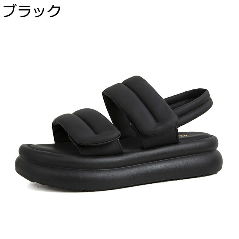 厚底サンダル レザー レディース スポーツサンダル ベルクロサンダル 太めストライプ クッション性 シンプル カジュアル プラットフォーム 身長UP 痛くない コンフォート 疲れない スポサン