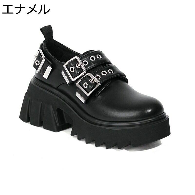 厚底 パンプス レディース バックル ダブルス落とし穴 仕掛地雷系 気が大きい大きさ ラウンドトゥ 張りさける風 ロリータ靴 黒いこと 前額部靴 お手伝いさん靴 サブカル 地下室偶像 定番 身たけ6コマーシャル引きあげる