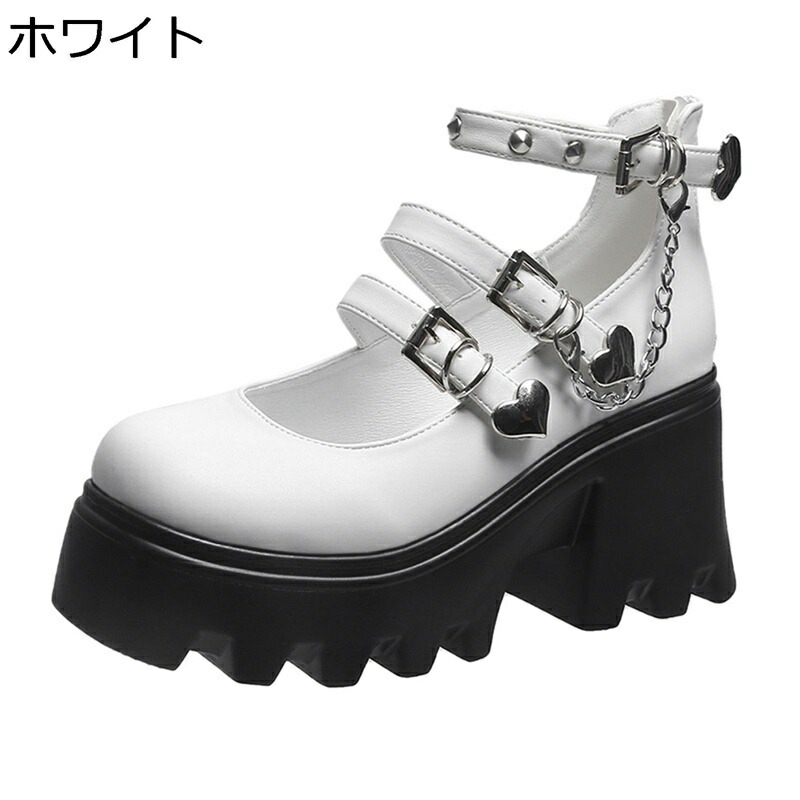 気が大きい大きさ ロリータ 9コマーシャル踵 レディース 厚底 パンプス うしろ側ファスナー 御機嫌とり捨てる ダブルス落とし穴 リベットバックル 引っ敷き 定番 張りさける ゴスロリ クールゴス 仕掛地雷系 サブカル
