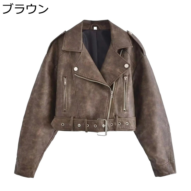 非対称ジッパー PUジャケット レディース フェイクレザー ライダースジャケット 長袖 ダブルカラー ショート丈 クール 普段着 秋冬 ラライトジャケット ブルゾン おしゃれ 防風 日常 オシャレ