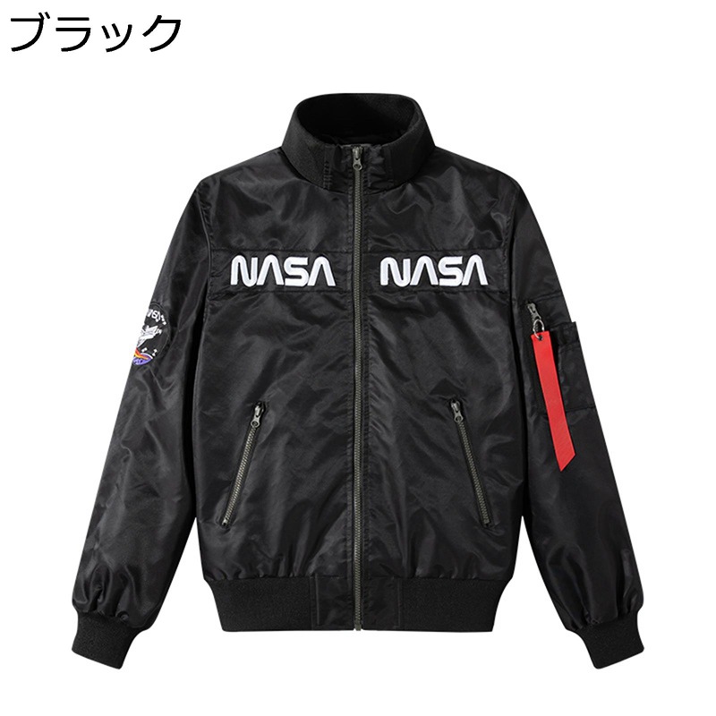 MA-1上衣 メンズ エムエーワンジャケット 馬鹿でかい大きさ ミリタリー アメカジ 今めかしい NASA 水茎の跡刺しゅう 刺しゅう紋章 飛行上衣 防風防寒 前掛け 心地好い 表どおり 上衣