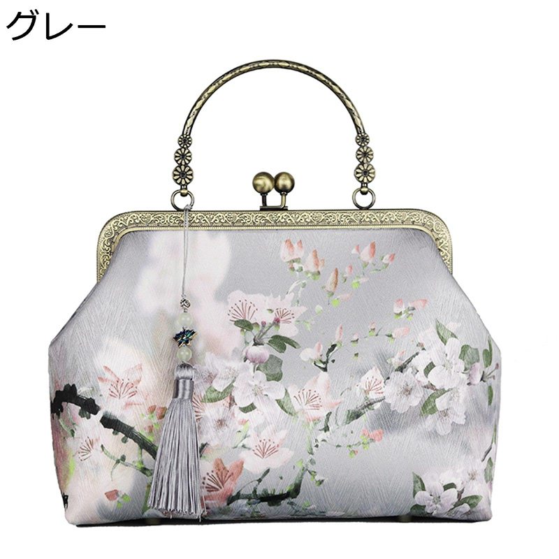 寄りあい御徒面子 レディース クラッチペダル御徒面子 婚礼の儀 薄墨色 花柄刷り上げる 連環 2way 銭入れ フリンジ 雅びやか ヴィンテージ 和風 和装 お召しもの 成年者式 愛くるしい オシャレ ハンドバック ポシェット 銭入れ