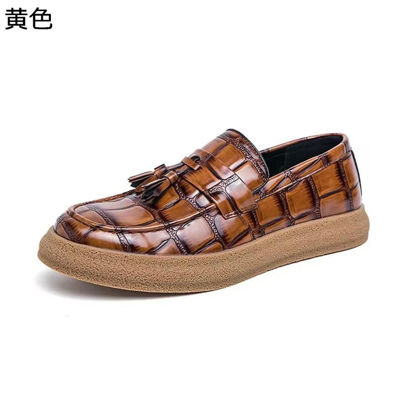 タッセルローファー ドライビングシューズ クロコダイル柄 モカシン メンズ ビジネスシューズ スリッポン 会社 オフィス シンプル フラット 軽便 歩きやすい 柔軟 屈曲 春 夏 秋 冬 普段使い｜感謝マーケット