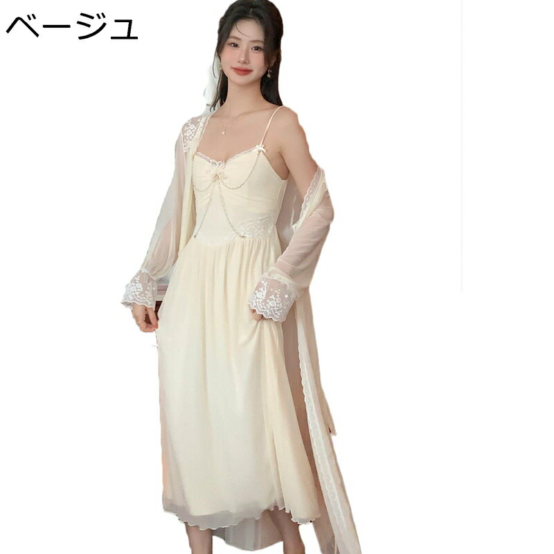 お部屋衣装 化粧着 レディース パール 花飾りつけ 花柄スピード競技 真珠 2点仕掛ける お部屋お召しもの 年月用 キャミワンピース 胸パッド付き添い人 お部屋お召しもの 着飾る 姫系 御内儀風 雅びやか 分かりやすい