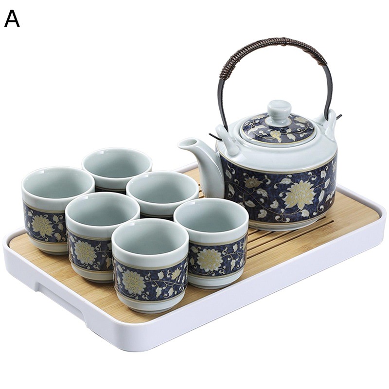 陶器湯呑みセット 急須 花柄 6客セット ティーセット 湯呑みセット 茶器 茶台 陶磁器 茶入 茶漏れ 軽量茶器 中華風 おしゃれ エレガント 旅行 お出かけ用 ホーム オフィス用 中国茶 ほうじ茶 日本茶 ハーブティー|感謝マーケット