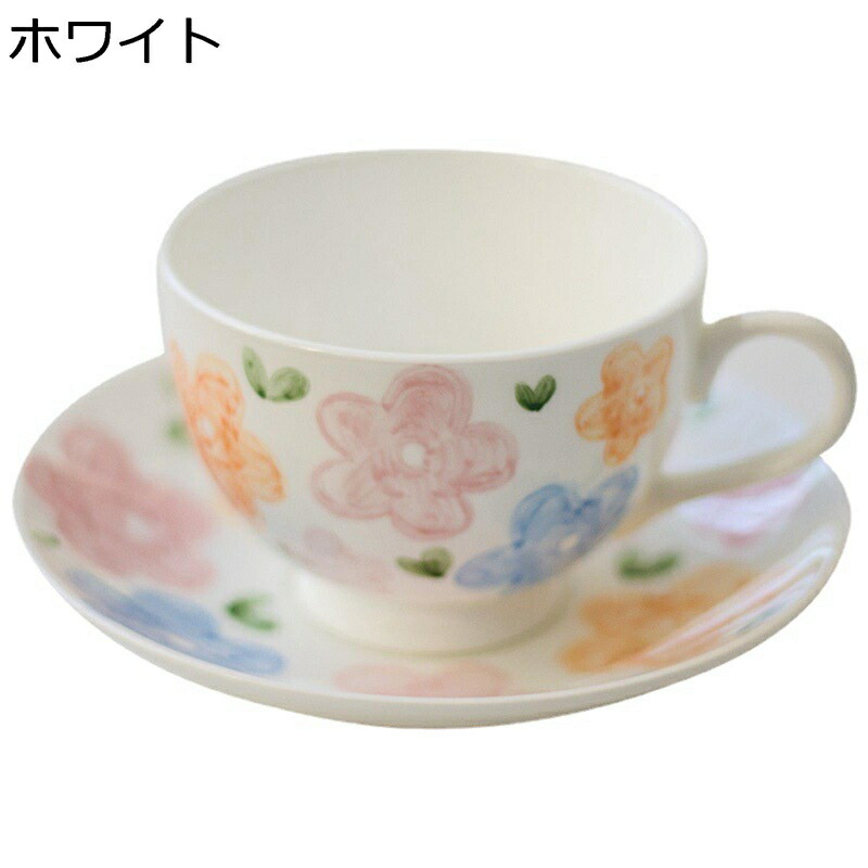 優勝杯 平円盤 仕かける 花柄 ボーンチャイナ 手書き Tea Set 水呑み カップ 本塁 皿 1個仕かける 陶器 キュート 和式 和風 今めかしい 可愛らしい 御乳優勝杯 お店用 昼過ぎ御茶 紅茶の葉優勝杯 差し上げ物