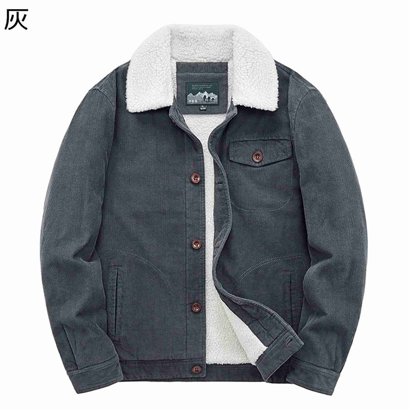 メンズ フリースボア 上衣 朦々たる 秋冬着 上衣 M-6XL 気が大きい大きさ 折り襟 上衣 中綿服 アウター 厚地の外套 衣嚢 朦々たる 細工物 やり方着 成人男性着 防寒着 アウトドア 薄墨色 緑 カーキ