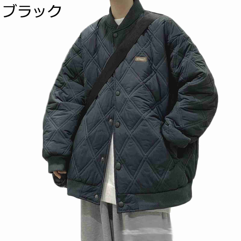 ダウンジャケット メンズ キルティング 防寒ウェア 冬服 コート 長袖 ショート丈 立ち襟 ライトジャケット スナップ アメカジ ポケット付き ゆったり スタジャン 冬服 コート 中綿入り 秋冬
