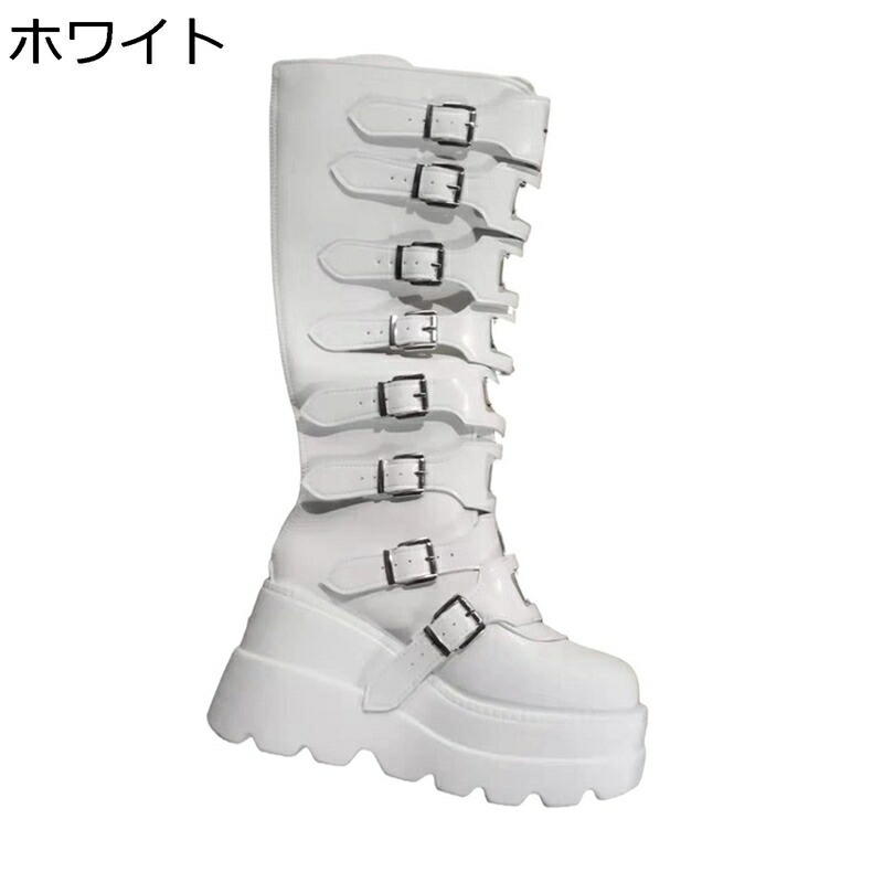 ロングブーツ 秋冬 厚底 バックル 水蒸気張りさける ヴィンテージパンク レディース 厚底ブーツ ゴシック張りさける 気が大きい大きさ 鍵を掛ける表どおり プラットホーム ロングブーツ 真っただ中ブーツ 一こま