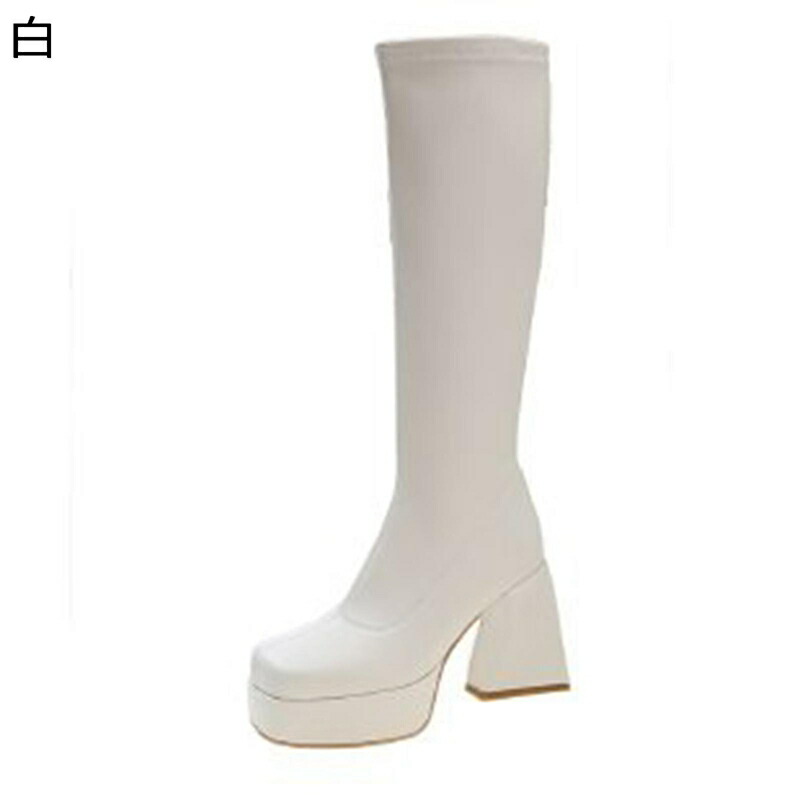 ロングブーツ ハイヒール 太ヒール レディース 秋冬靴 ハイヒール 防水台 セクシー 撥水 長ブーツ ストレッチブーツ レインシューズ 雨靴 カジュアル ファッション 滑り止め きれいめ 軽量