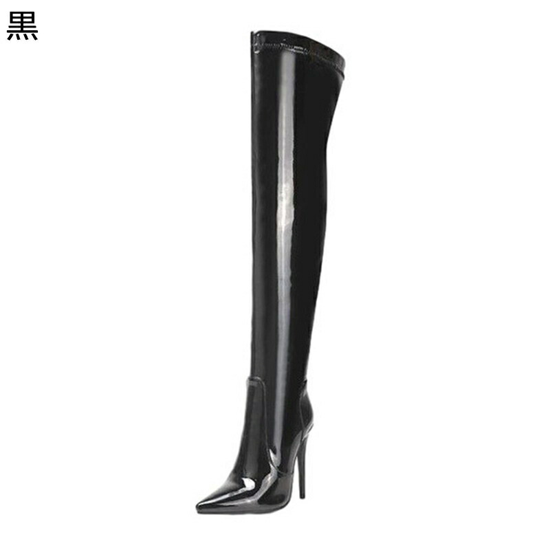オーバーニーハイブーツ ハイヒール 秋靴冬靴 ロングブーツ 21.5-28cm レディース ピンヒール ポインテッドトゥ 防水台 セクシー ファッション 大きいサイズ ボールダンス 脱げない 女装｜感謝マーケット