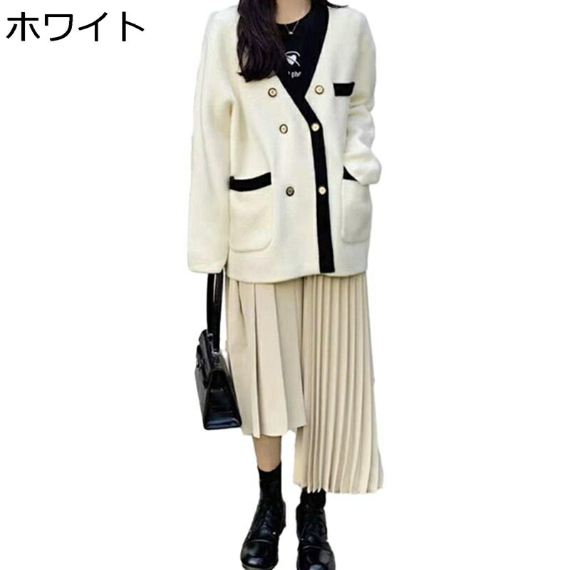 スウェット アウター カーディガン レディース Vネック 開襟 セーター ポケット 冬服 秋服 暖かい アウター ゆる感 スエット シンプル 無地 韓国 体型カバー カジュアル おしゃれ オフィス