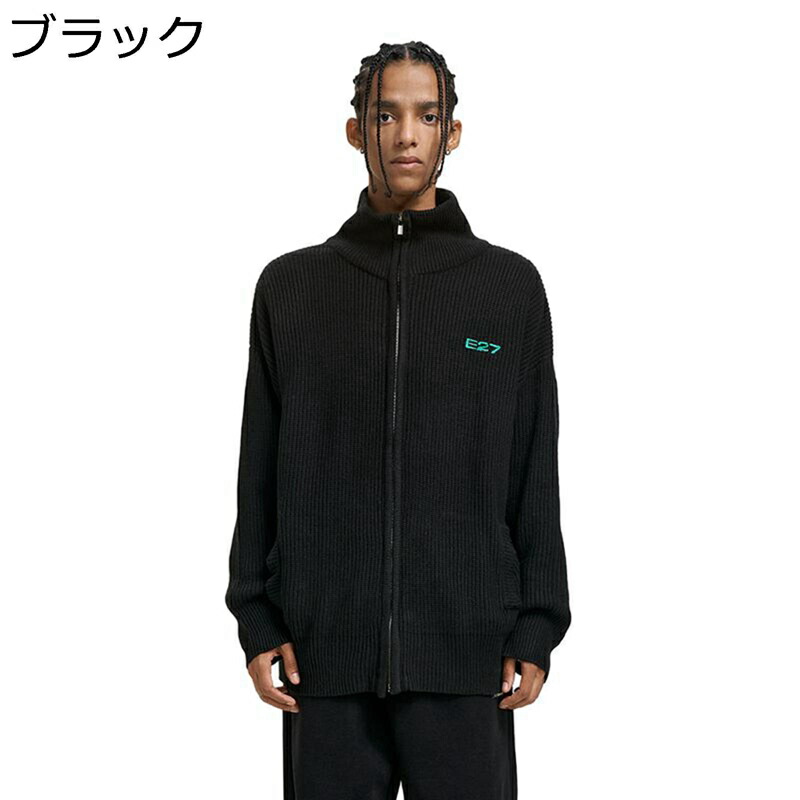 メンズ ハイネック 英語 カーディガン ニット ジッパー付 長袖 スウェット 小さめ セーター ジャンパー 前開き 春秋冬 やわらかい コンフォート コーディネート ヒップホップ トップス 普段使い|感謝マーケット