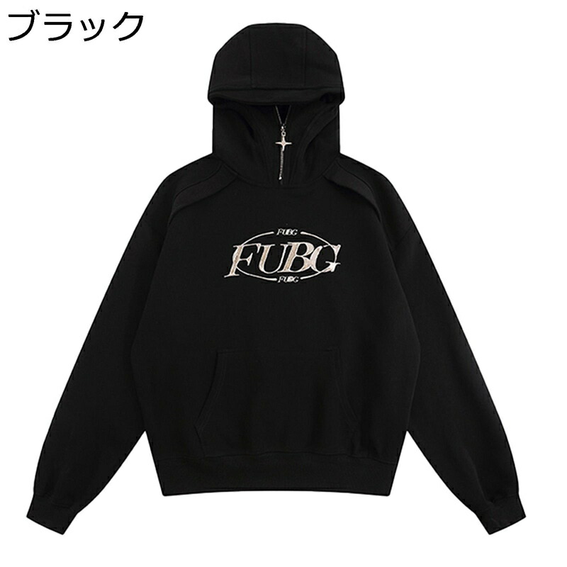 パーカー ハーフジップ フルオーバー 長袖 メンズ 高襟 アルファベット柄 ポケット付き トレーナー スウェット 春秋 ビックシルエット 防風防寒 ヒップホップ b系 ストリート系 お祭り スポーツ|感謝マーケット