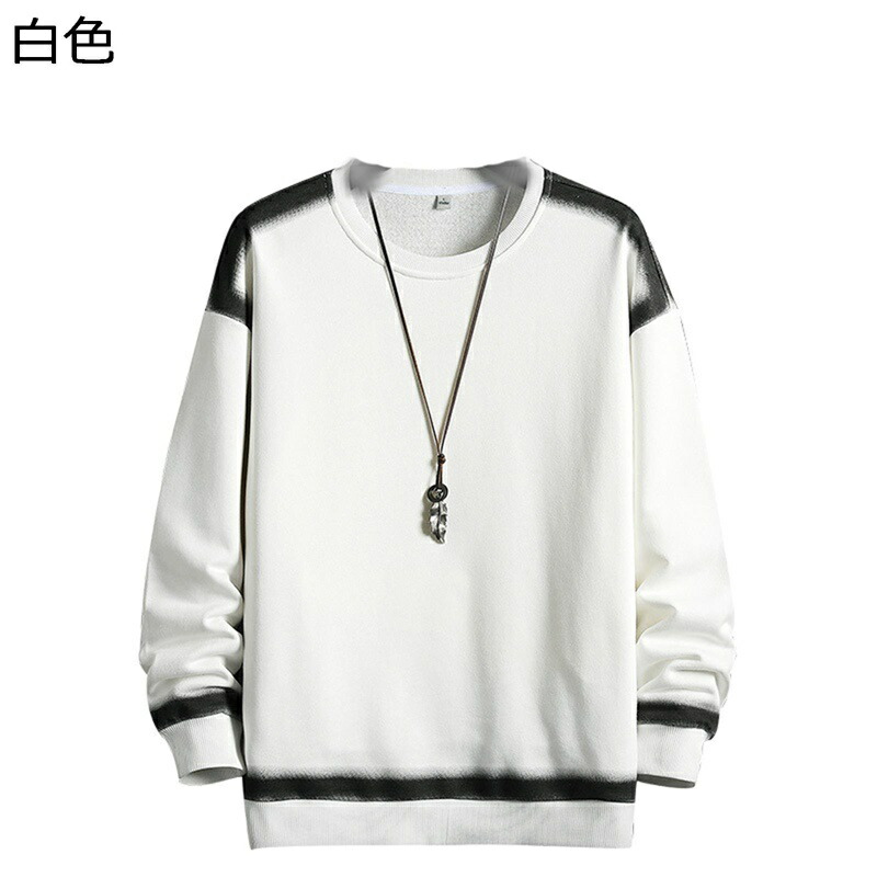 トレーナー ロング Tシャツ メンズ 秋冬服 スウェット ゆったり ライン 長袖カットソー 可愛い パーカー 丸襟 クルーネック プルオーバー コットン シンプル 快適 上着 釣り 部屋着 普段着 韓国風