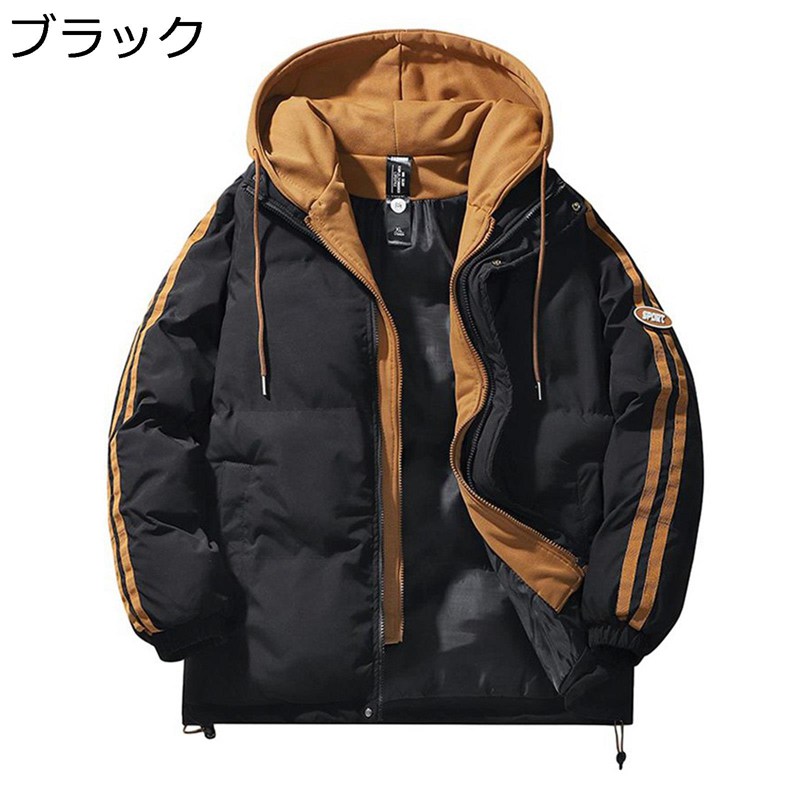 中綿ダウンジャケット 中綿コート メンズ 冬用 大きいサイズ フェイクレイヤード 厚手 綿入り 防寒性 保温 あったかい ゆったり ダウンコットンジャケット カジュアル 冬物｜感謝マーケット