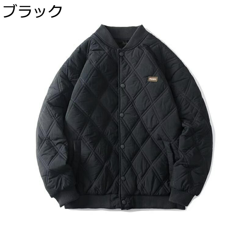 メンズ キルティング上衣 中綿キルト上衣 朦々たる スタジャン 分かりやすい 保温 前掛け 防寒着 心地好い 冬服 アウター 遊撃手丈 ゆったり 細工物お召しもの アウトドア 普段使い走り 綿服 レディースファッション-コート・ジャケット